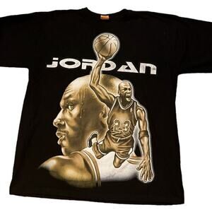 Michael Jordan Graphic Print BEZ Clothing Black Short Sleeve Shirt 4XL Vintage